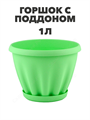 Горшок "Знатный" цветной с поддоном, 1 л, d140, зеленый a30401088 2